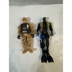 Chap Mei Military Action Fig. Lot of 2 Desert Camo Soldier & Scuba Diver Frogman